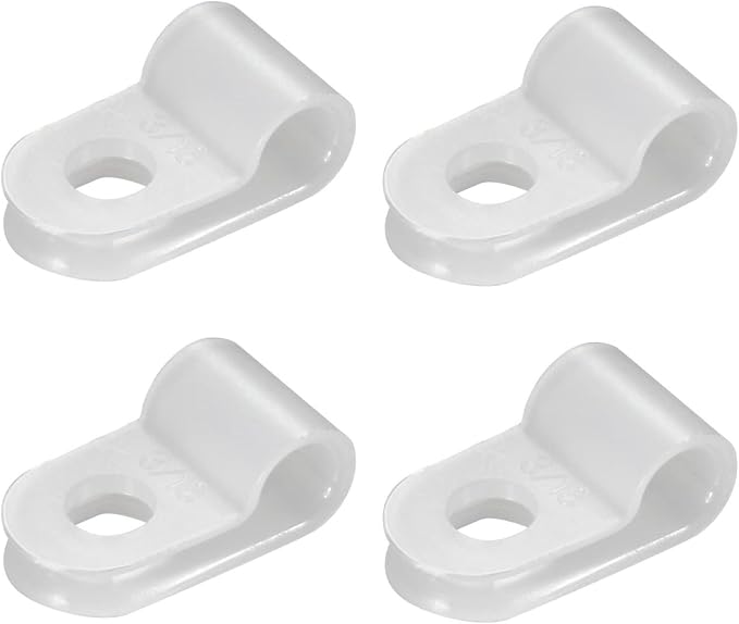 100PCS White Nylon R-Type Cable Clamp 5/8 Inch Cable Organizer Assortment Kit for Wire Management by Teansic