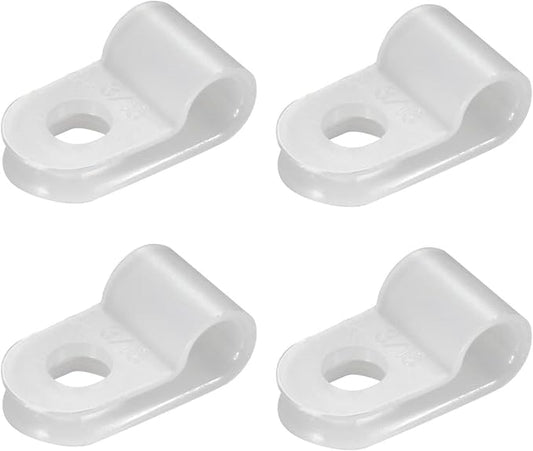 100PCS White Nylon R-Type Cable Clamp 5/8 Inch Cable Organizer Assortment Kit for Wire Management by Teansic