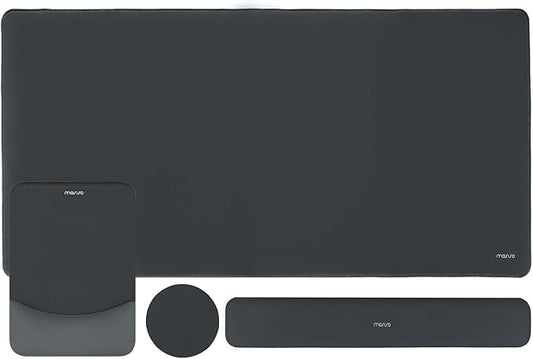 MOSISO Keyboard Mouse Pad Set, Large Gaming Mouse Pad&Rectangular Keyboard Wrist Rest&Mousepad with Wrist Rest&Coaster, Ergonomic Non-Slip&Easy Typing Pad with Curved Silicone Lining, Slate Gray