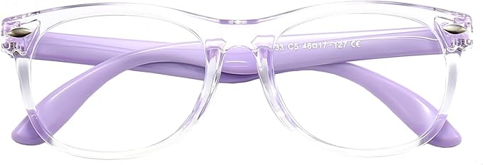 FANNYGO 1 Pack kids Blue Light Blocking Glasses For Girls And Boys Computer Blue Light Blocking Glasses For Age 3-11 (Light purple)