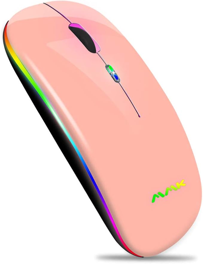 Wireless Bluetooth Mouse for Laptop, Rechargeable Mouse 2.4G USB Optical Wireless Mouse, LED Slim Dual Mode(Bluetooth 5.0 and 2.4G) Wireless Device for Laptop, PC, Mac OS, Android, Windows Champagne