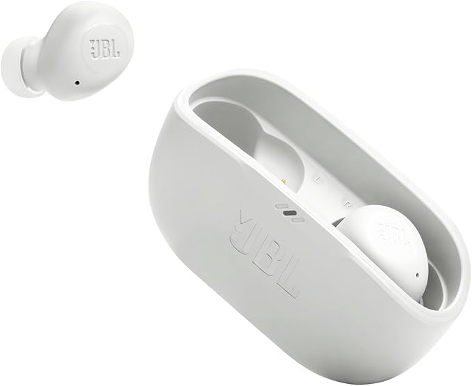 JBL Vibe Buds - True Wireless Earbuds, Smart Ambient, VoiceAware, Up to 32 total hours of battery life with speed charging, Water and dust resistant, JBL Deep Bass Sound (White)
