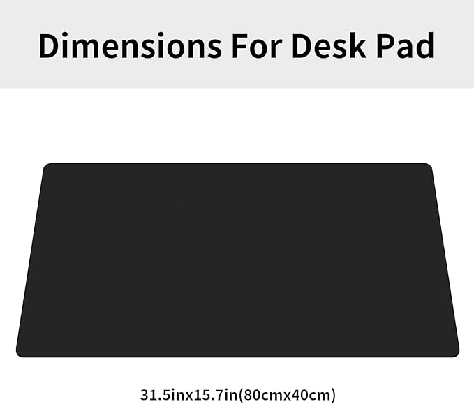 Large Office Leather Desk Mat, Large Mouse and Keyboard Pad, Laptop Pad, Desktop Protector(Black, 31.5 in. x 15.7 in.)
