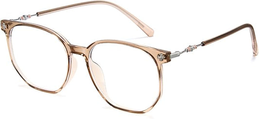 Cyxus Retro Blue Light Glasses Men - Square TR90 Metal Blowline Frame Stylish Trendy for Computer Daily Work 8252