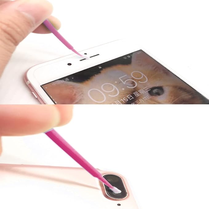100 Pack Phone Charge Port Cleaning Tool kit,Bendable Mini Soft Round Brushes Cleaner Compatible with iPhone 11 Pro Speaker Tablet Camera Laptop Computer Smartphone, Pink - Image 6