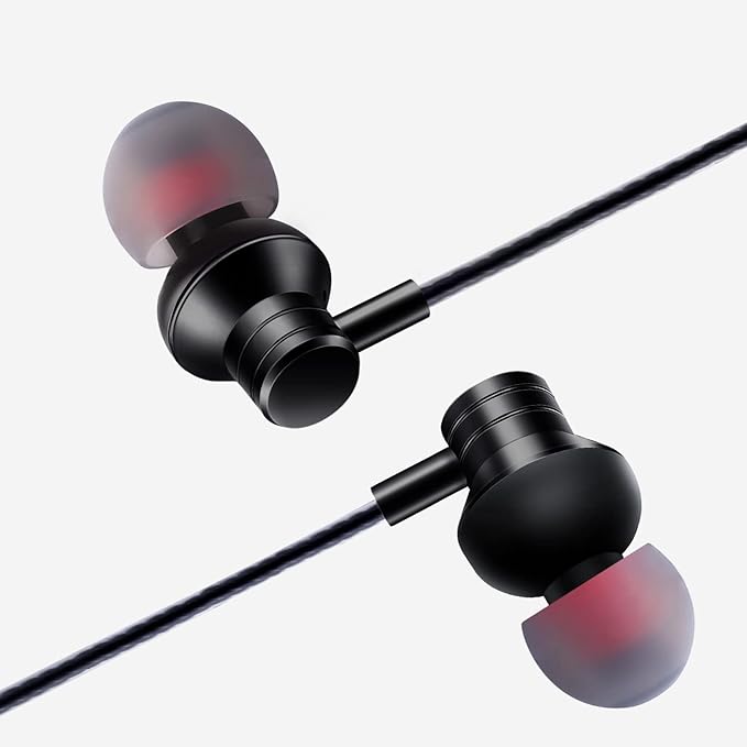 Wired Earbuds Headphones with Microphone Stereo Bass Earphones Noise Isolation in-Ear Headset Compatible with All Smartphones Tablets iPod IPad MP3 Player That with 3.5 mm Interface(Black)
