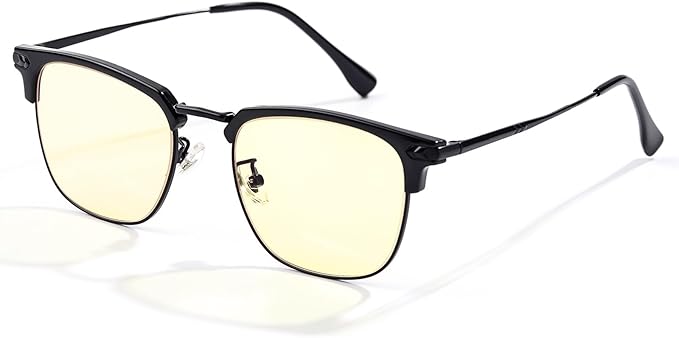 ZanyLen Blue Blocker Glasses for Men Metal Browline Computer Gaming Glasses Filter Blue Ray