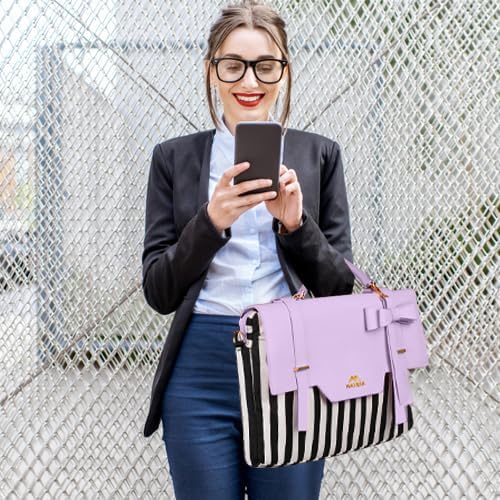 MATEIN Laptop Tote Bag for Women, 15.6 inch Cute Computer Sleeve Case Briefcase with RFID Pocket for Nurse Teacher, Lightweight Messenger Carrying Shoulder Handbag, Sister Gift for Office Work, Purple