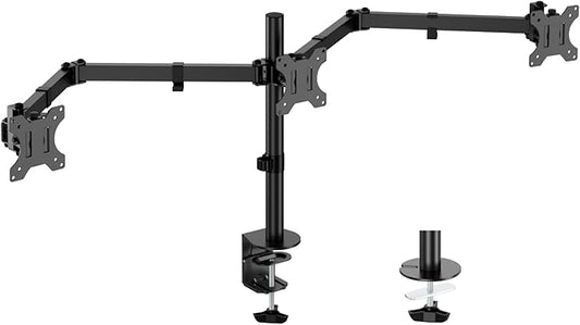 UPGRAVITY Triple Monitor Desk Mount,Three Monitors Stand Fits 3 Screens up to 27 inch,Load Bearing 17.6 lbs Per Arm,Fully Adjustable,Clamp & Grommet Mount,VESA Mount 75x75/100x100mm