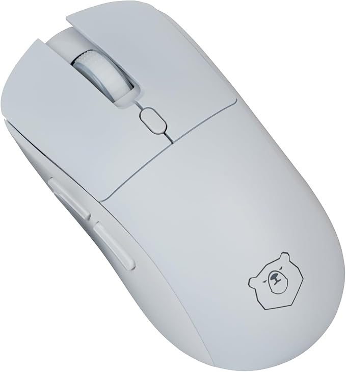 Gaming Mouse, Rechargeable Computer Mouse with with 2 Side Buttons, Type-C Adapter for Laptop, PC, Notebook - White