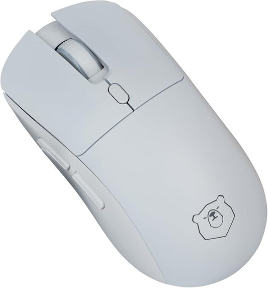 Gaming Mouse, Rechargeable Computer Mouse with with 2 Side Buttons, Type-C Adapter for Laptop, PC, Notebook - White