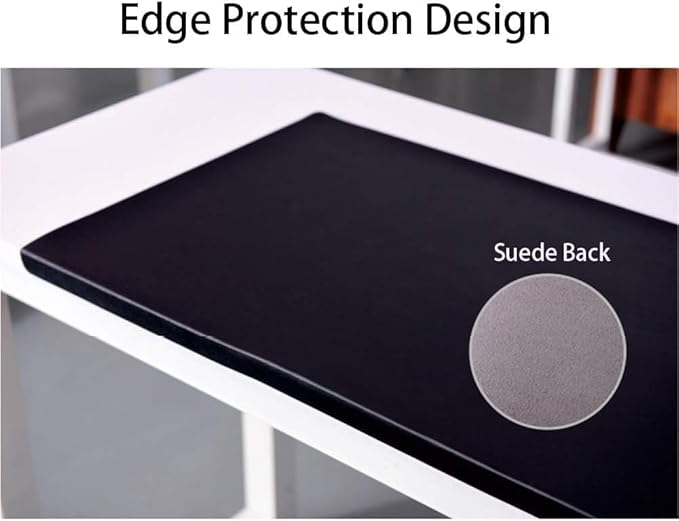 Office Desk Pad, Writing Mat with Full Grip Fixation Lip, Non-Slip PU Leather Table Blotter Desk Protector Gaming Laptop Keyboard Working Mat, Waterproof Table Protective Pad (80X40cm, Black)