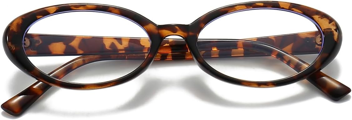 JOVAKIT Oval Blue Light Blocking Glasses for Women Men Vintage Fashion Small 90s Retro Oval Frame Style Eyeglasses