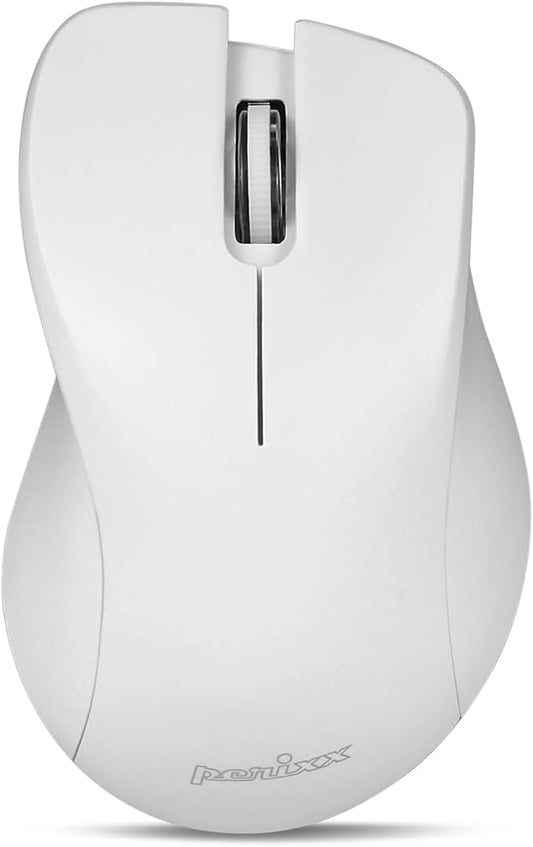 Perixx PERIMICE-621W Wireless Mouse - Silent Click with Ergo Design - Compatible for Desktop and Laptop PC - Wireless 2.4 GHz - White