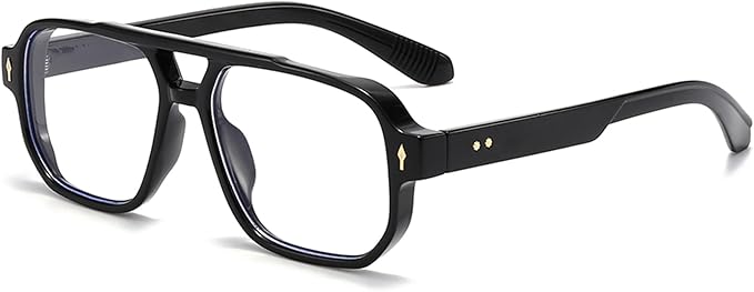 PORADAY Blue Light Blocking Glasses for Women Men 70s Retro Square Aviator Eyeglasses Rectangle Computer Eyewear