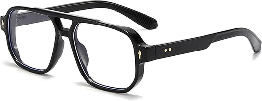 PORADAY Blue Light Blocking Glasses for Women Men 70s Retro Square Aviator Eyeglasses Rectangle Computer Eyewear