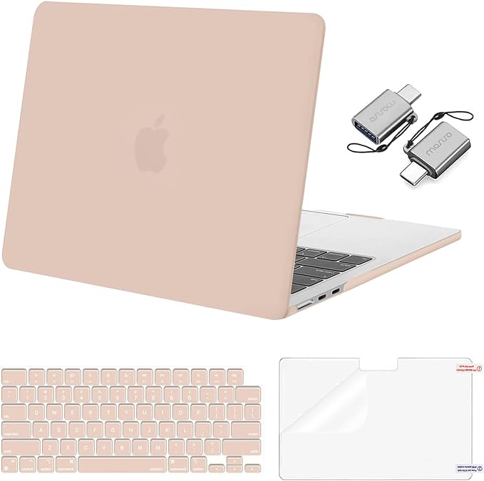 MOSISO Compatible with MacBook Air 13 inch Case M5 2026 M4 2025 M3 M2 2024-2022 A3449 A3240 A3113 A2681, Hard Shell&Keyboard Cover&Screen Film&Type C for MacBook Air 13.6 inch Case, Camel