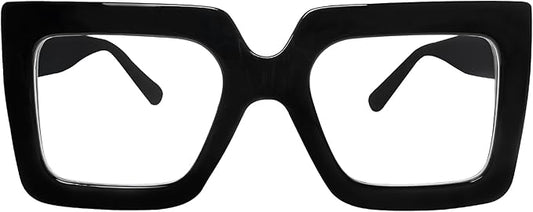 hoyuwak Oversized Square Blue Light Glasses Big Frame Computer Eyewear Thick Fashion Clear Glasses for Women Fashion