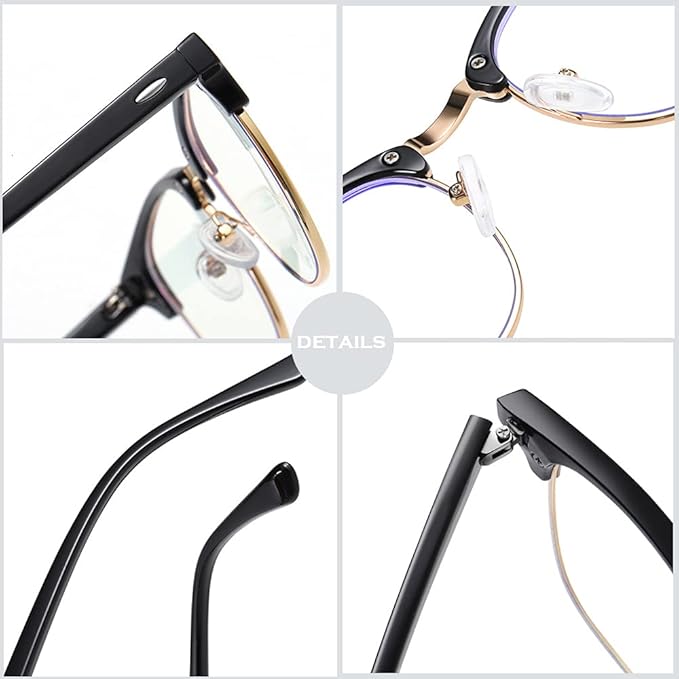 Blue Light Blocking Computer Gaming glasses Half frame Retro Semi Rimless Clear Lens Glasses Blue Blocking Eyewear For Men (6PCS)