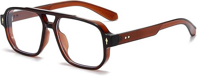 PORADAY Blue Light Blocking Glasses for Women Men 70s Retro Square Aviator Eyeglasses Rectangle Computer Eyewear
