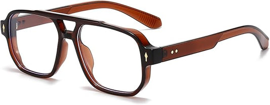 PORADAY Blue Light Blocking Glasses for Women Men 70s Retro Square Aviator Eyeglasses Rectangle Computer Eyewear
