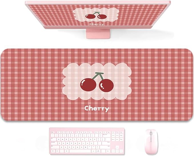 Gaming Mouse Pad 31.5x11.8 inch XL Large Extended Mouse Pad, Big Mousepad Desk Mat for Computer with Non-Slip Rubber Base and Stitched Edge-Checkered Cherry