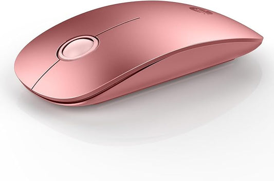 RAPIQUE Bluetooth Wireless Mouse - (BT5.1+USB) Dual Connectivity, Quiet Click, Low Power, and 1600 DPI, Portable Cordless Mouse for Mac, Laptop, MacBook Pro/Air, iPad (Rose Gold)