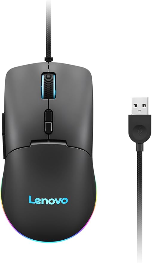 Lenovo M210 RGB Wired Gaming Mouse for PC, Laptop, Computer with Windows & Chrome OS - 3 Zone RGB, 8000 DPI Adjustable Sensor, 7 Programmable Buttons ?€? Palm Grip Mouse for Gamers (Black)