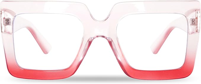 hoyuwak Oversized Square Blue Light Glasses Big Frame Computer Eyewear Thick Fashion Clear Glasses for Women Fashion