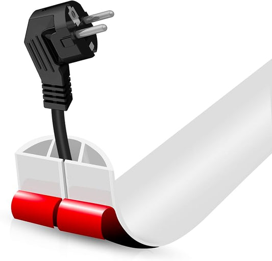 Floor Cord Cover Self Adhesive Cord Hider,3.3FT Cable Management, Extension Strip Protector for Wires, Prevent Cable Trips for Offices, Gyms, Exhibitions Cavity:0.39"(W) x 0.27"(H) White by DBHXXMB-HH