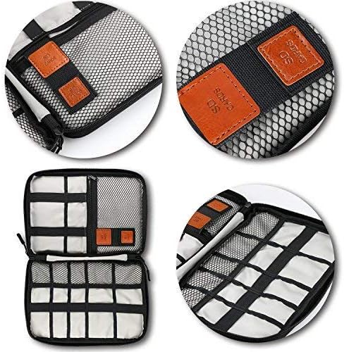 Travel Cable Organizer Bag Double Layer Waterproof Portable Electronic Accessories Organizer for USB Cable Cord Phone Charger Headset Wire SD Card with 10pcs Cable Ties(Black)