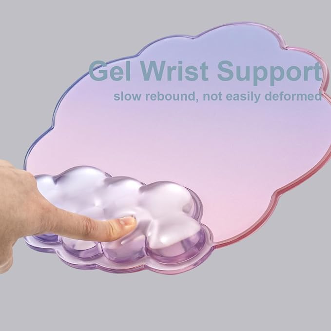 Gel Cloud Mouse Pad with Wrist Rest for Keyboard and Mouse - Gradient Purple Pink Ergonomic Cloud Mouse Pad Office Accessories for Computer/Laptop/Gaming/Home/Office/Typing Pain Relief