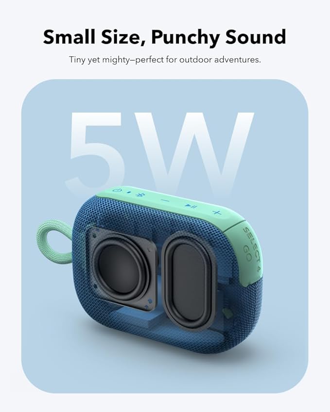 soundcore Select 4 Go Bluetooth Shower Speaker by Anker, IP67 Waterproof/Dustproof, Portable Wireless Speaker, 20H Playtime, Floatable, Powerful Sound, Electronics for Outdoors/Home/Office/Travel-Blue