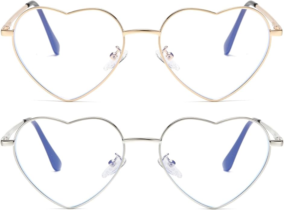 JOVAKIT Heart Shaped Blue Light Blocking Glasses for Women Fashion Vintage Lovely Style Metal Frame Eyeglasses