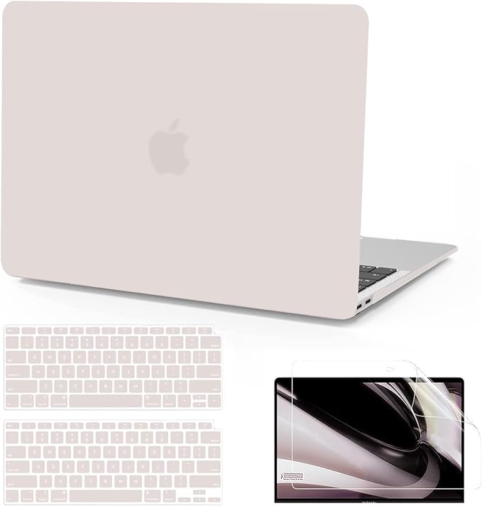B BELK Compatible with MacBook Air 13 inch Case M1 2022 2021 2020 2019 2018 Release A2337 A2179 A1932, Matte Plastic Hard Shell for MacBook Air 13.3 inch Case+Keyboard Cover+Screen Protector,Rock Gray
