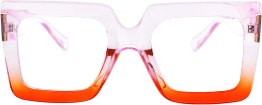Onrtry Oversized Square Blue Light Glasses for Women Men Thick Frame Big Computer Eyewear Non-Prescription Eyeglasses