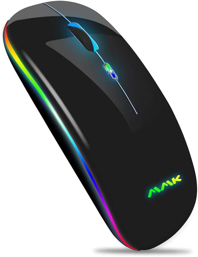 Wireless Bluetooth Mouse for Laptop, Rechargeable Mouse 2.4G USB Optical Wireless Mouse, LED Slim Dual Mode(Bluetooth 5.0 and 2.4G) Wireless for Laptop, PC, Mac OS, Android, Windows (Black)