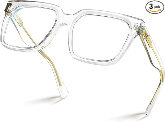 VISOONE Rectangle TR90 Blue Light Blocking Glasses Computer Eyewear with Preppy Look for Women and Men Cougar