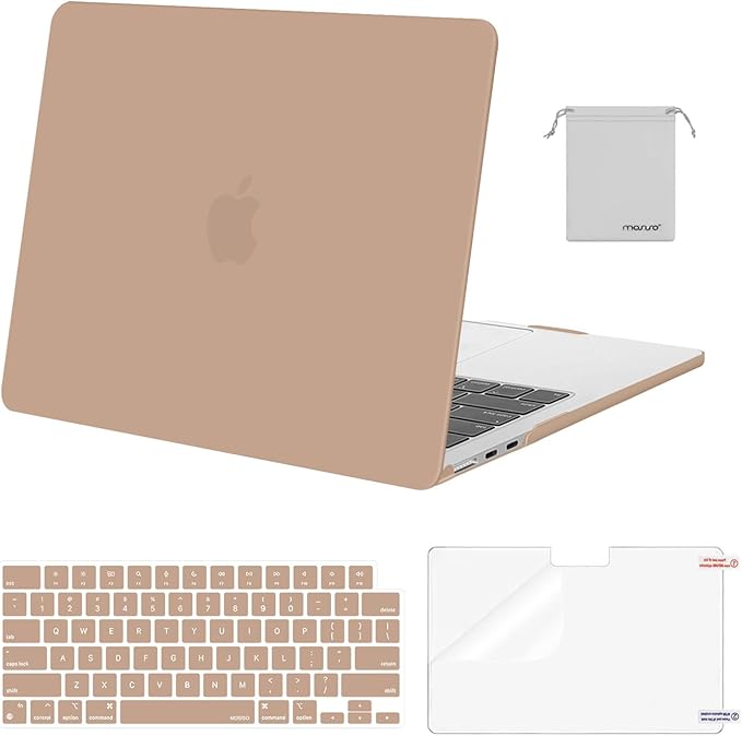 MOSISO Compatible with MacBook Air 13 inch Case M5 2026 M4 2025 M3 M2 2024-2022 A3449 A3240 A3113 A2681,Hard Shell&Keyboard Cover&Screen Film&Pouch for MacBook Air 13.6 inch Case, Bronze Brown