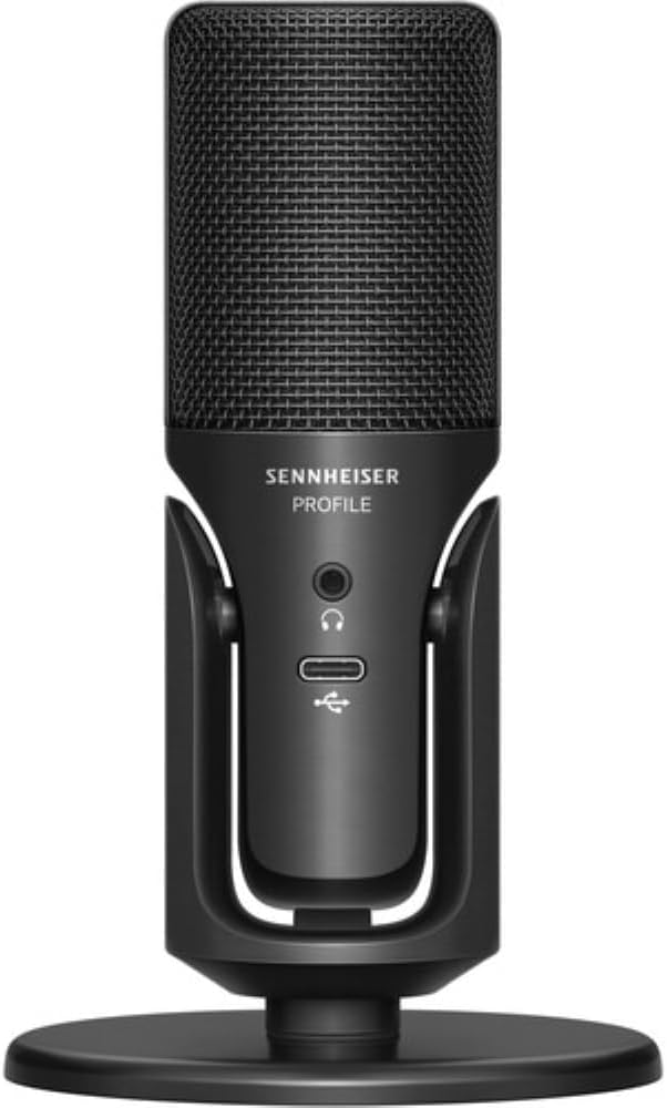 Sennheiser Profile USB Condenser Microphone with Desktop Stand Bundled with Closed-Back Headphones + Microphone Boom Arm + Wind Screen Pop Filter + Microfiber Cleaning Cloth (5 Items)
