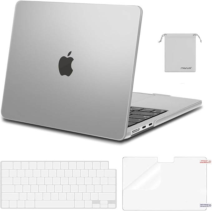 MOSISO Compatible with MacBook Air 13 inch Case M5 2026 M4 2025 M3 M2 2024-2022 A3449 A3240 A3113 A2681,Hard Shell&Keyboard Cover&Screen Film&Pouch for MacBook Air 13.6 inch Case, Frost