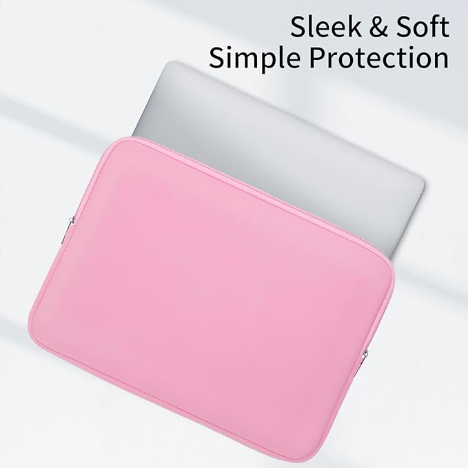 RAINYEAR 15.6 Inch Laptop Sleeve Protective Case Soft Carrying Zipper Bag Cover with Accessories Pouch, Compatible with 15.6" Notebook Computer Chromebook (Pink)