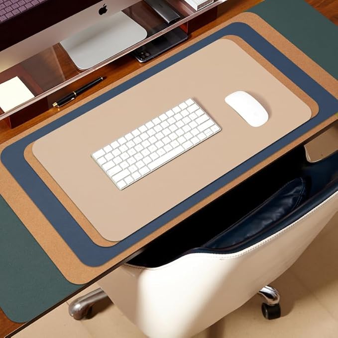 Large Cork Desk Mat - 47.2"x 17" Desk Pad for Office and Home - Ideal for Large Mouse Pad and Desk Mats on Top of Desks(Light Blue)