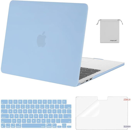 MOSISO Compatible with MacBook Air 13 inch Case M5 2026 M4 2025 M3 M2 2024-2022 A3449 A3240 A3113 A2681,Hard Shell&Keyboard Cover&Screen Film&Pouch for MacBook Air 13.6 inch Case, Air Blue
