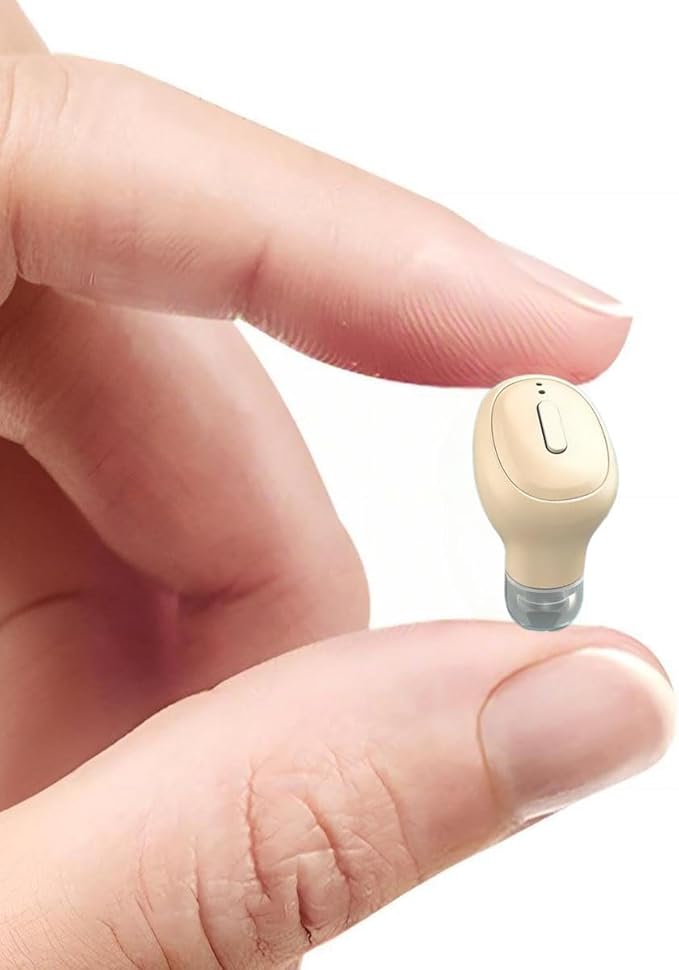 Single Bluetooth Wireless Earbud, Mini Invisible in-Ear Wireless Bluetooth Headphone 12 Hours Super Long Battery Life Suitable for Sports Work and Sleep- Beige