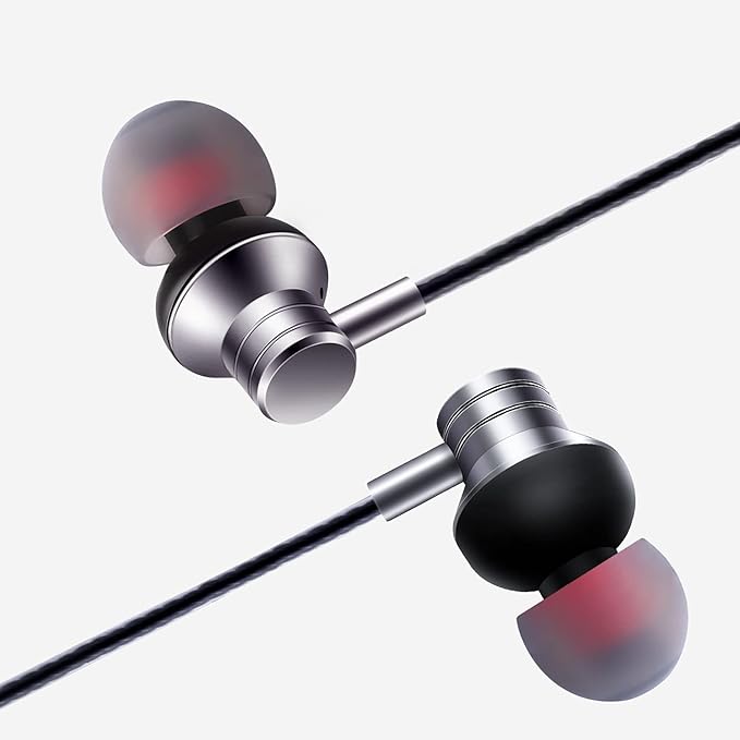 Wired Earbuds Headphones with Microphone Stereo Bass Earphones Noise Isolation in-Ear Headset Compatible with All Smartphones Tablets iPod IPad MP3 Player That with 3.5 mm Interface(Silver)