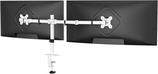 Suptek Dual Monitor Desk Mount, Adjustable Dual Monitor Arm for 2 Monitor Screens up to 43 inch, 15.75" Pole Monitor Stand for Desk, Holds up to 22 lbs,White(MD9442LW)