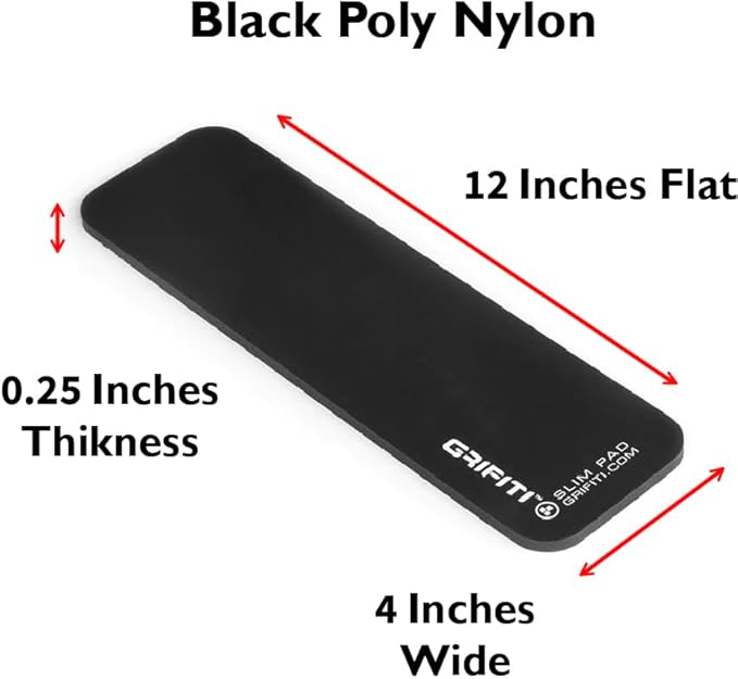 GRIFITI Slim Wrist Pad 12" x 4" x 0.22" Wrists Rest for 10keyless Thin Wireless Tenkeyless Computer Keyboards Ergonomic Keyboard Support Carpal Tunnel Resting (Black Nylon Surface)