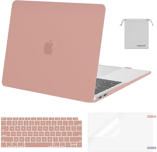 MOSISO Compatible with MacBook Air 13 inch Case M1 Chip 2021-2018 Release A2337 A2179 A1932, Plastic Hard Shell&Keyboard Cover&Screen Film&Storage Bag for MacBook Air 13.3 inch Case, Salmon Pink