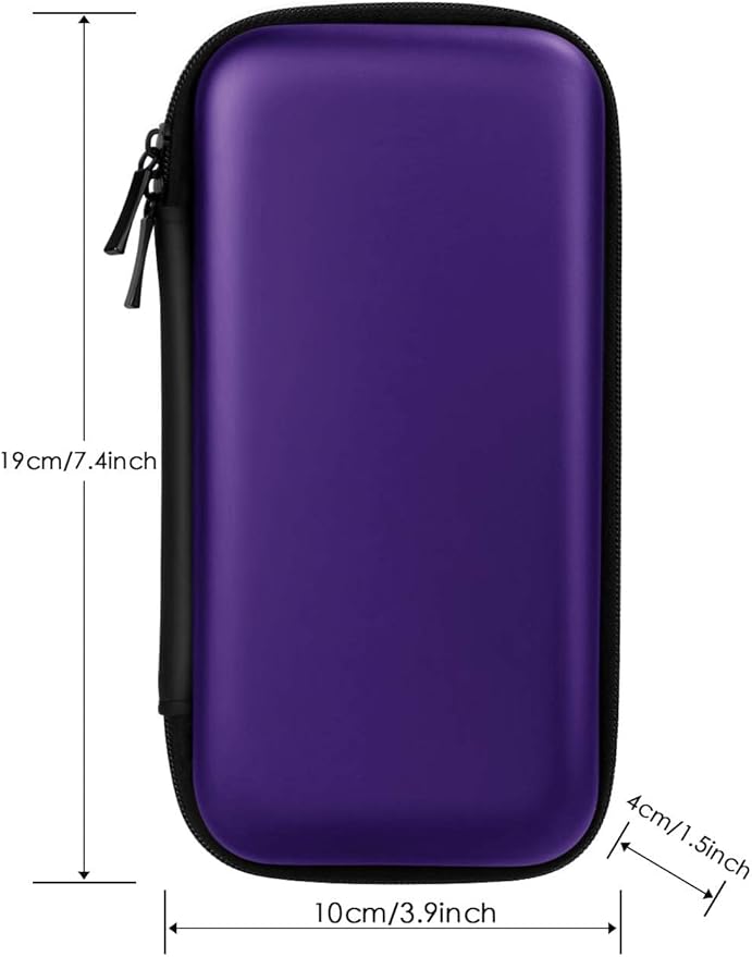 iMangoo Travel Essential Electronics Organizer Charger Case, Shockproof Dual Zipper Power Bank Cables Tech Accessories Pouch Purse, Men & Women Travel Must Have Storage Bag, 6.5x3.2x1 inch Purple